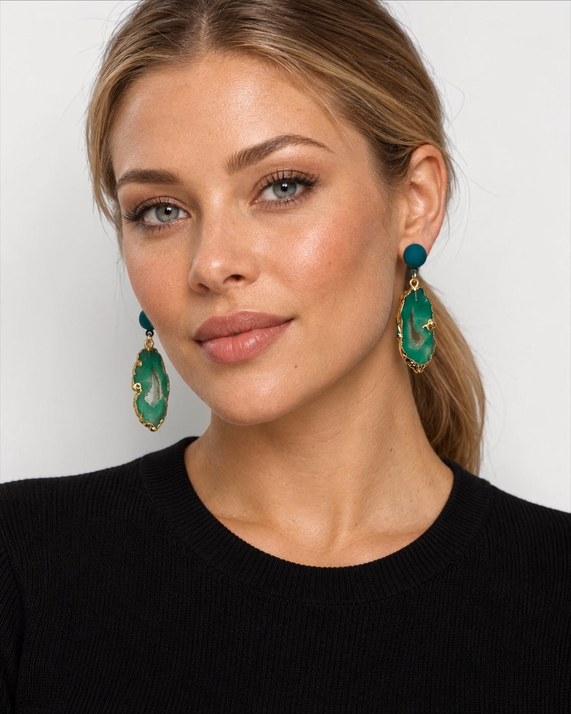 Lightweight Resin Agate-Effect Statement Drop Earrings Fatisha Boutique