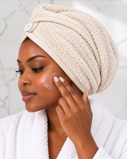 Ultra-Soft Microfibre Hair Towel Wrap with Button Fastening - Fatisha Boutique