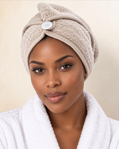 Ultra-Soft Microfibre Hair Towel Wrap with Button Fastening - Fatisha Boutique