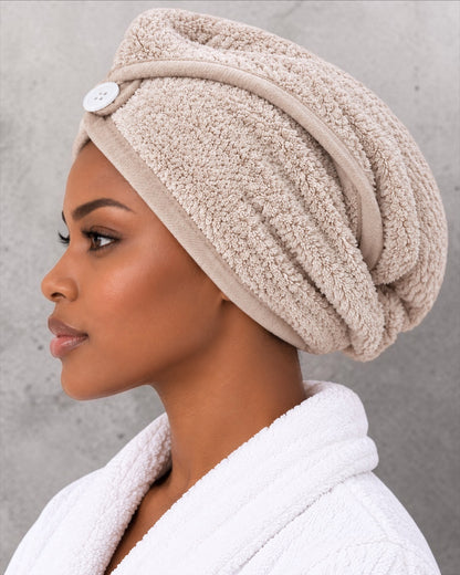 Ultra-Soft Microfibre Hair Towel Wrap with Button Fastening - Fatisha Boutique