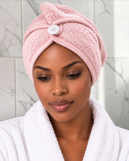 Ultra-Soft Microfibre Hair Towel Wrap with Button Fastening - Fatisha Boutique