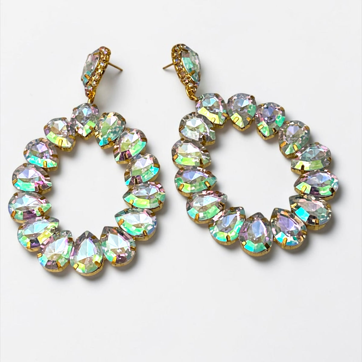 AB Rhinestone Gold-Tone Statement Drop Earrings - Fatisha Boutique Fatisha Boutique