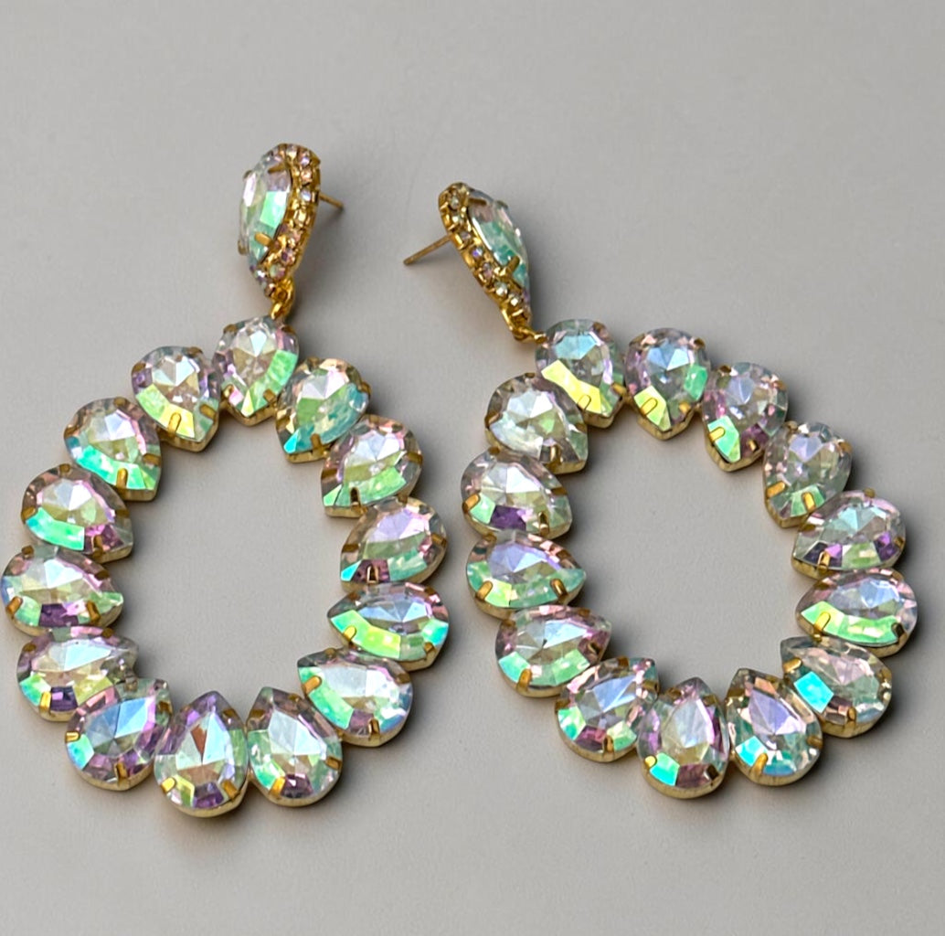 AB Rhinestone Gold-Tone Statement Drop Earrings - Fatisha Boutique Fatisha Boutique