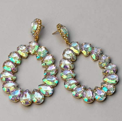 AB Rhinestone Gold-Tone Statement Drop Earrings - Fatisha Boutique