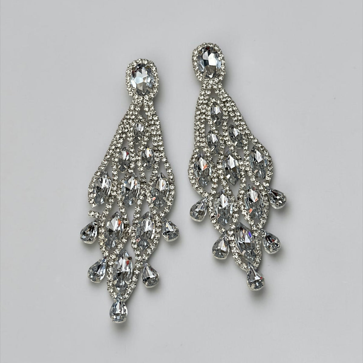 Long Rhinestone Chandelier Statement Earrings - Fatisha Boutique