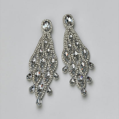 Long Rhinestone Chandelier Statement Earrings - Fatisha Boutique