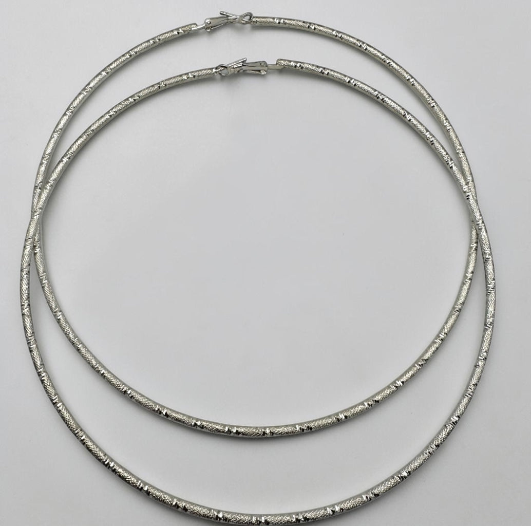 14cm Oversized Textured Hoop Earrings in Gold or Silver - Fatisha Boutique Fatisha Boutique