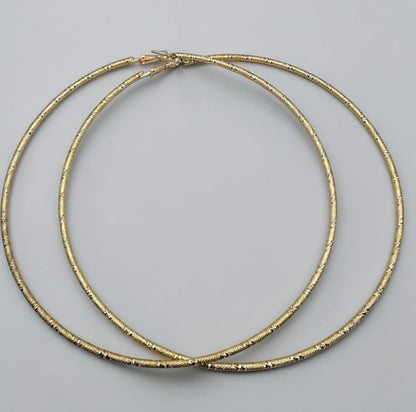 14cm Oversized Textured Hoop Earrings in Gold or Silver - Fatisha Boutique