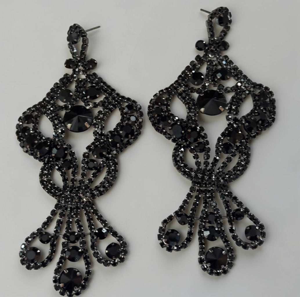 Opulent Long Rhinestone Chandelier Statement Earrings - Fatisha Boutique Fatisha Boutique