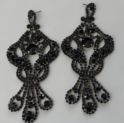 Opulent Long Rhinestone Chandelier Statement Earrings - Fatisha Boutique