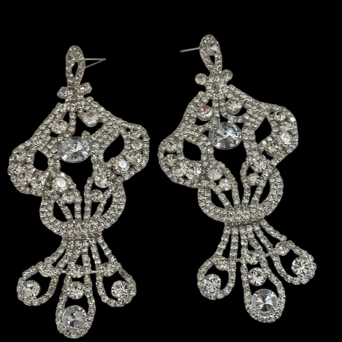 Opulent Long Rhinestone Chandelier Statement Earrings - Fatisha Boutique Fatisha Boutique