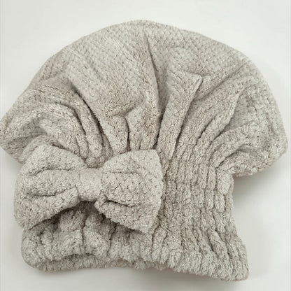 Microfiber Hair Towel Wrap with Bow, Quick Dry Hair Turban Cap - Fatisha Boutique