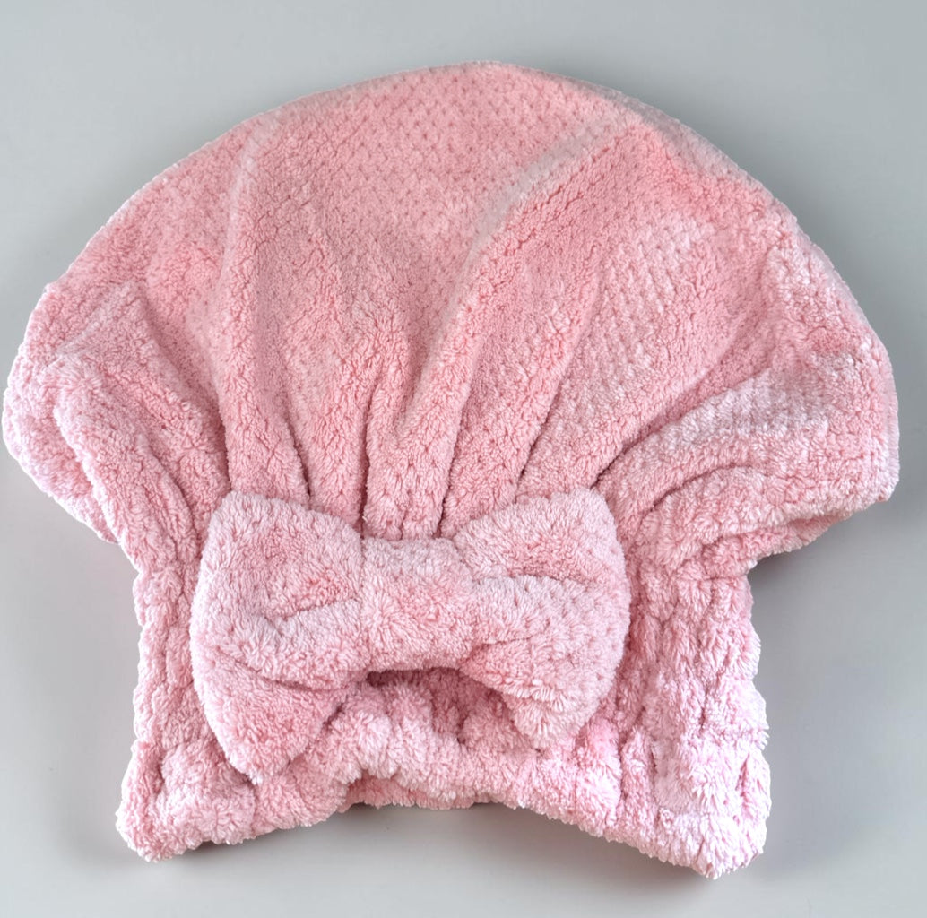 Microfiber Hair Towel Wrap with Bow, Quick Dry Hair Turban Cap - Fatisha Boutique Fatisha Boutique
