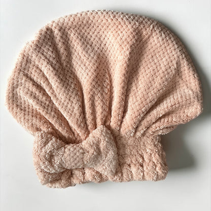 Microfiber Hair Towel Wrap with Bow, Quick Dry Hair Turban Cap - Fatisha Boutique