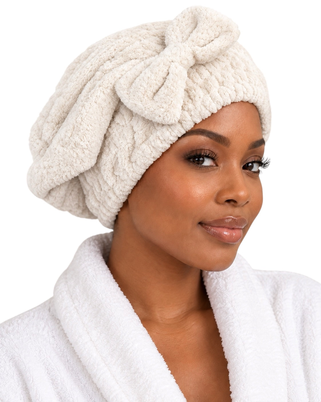 Microfiber Hair Towel Wrap with Bow, Quick Dry Hair Turban Cap - Fatisha Boutique Fatisha Boutique