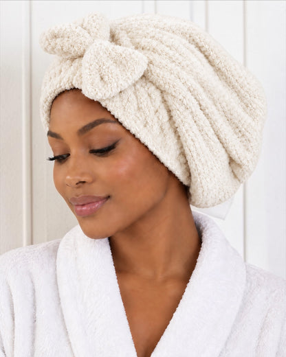 Microfiber Hair Towel Wrap with Bow, Quick Dry Hair Turban Cap - Fatisha Boutique
