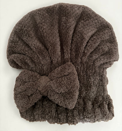 Microfiber Hair Towel Wrap with Bow, Quick Dry Hair Turban Cap - Fatisha Boutique