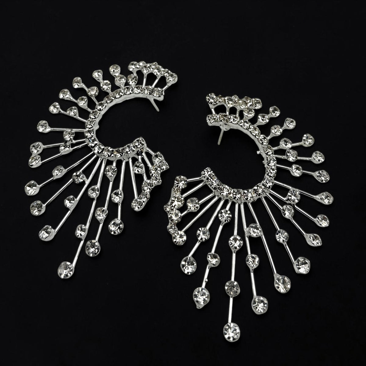 Spiked Rhinestone Statement Earrings – Gold & Silver Crystal Sunburst Studs - Fatisha Boutique Fatisha Boutique