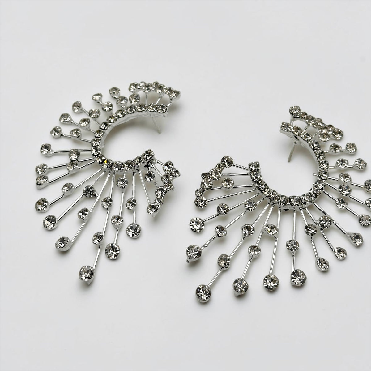 Spiked Rhinestone Statement Earrings – Gold & Silver Crystal Sunburst Studs - Fatisha Boutique Fatisha Boutique