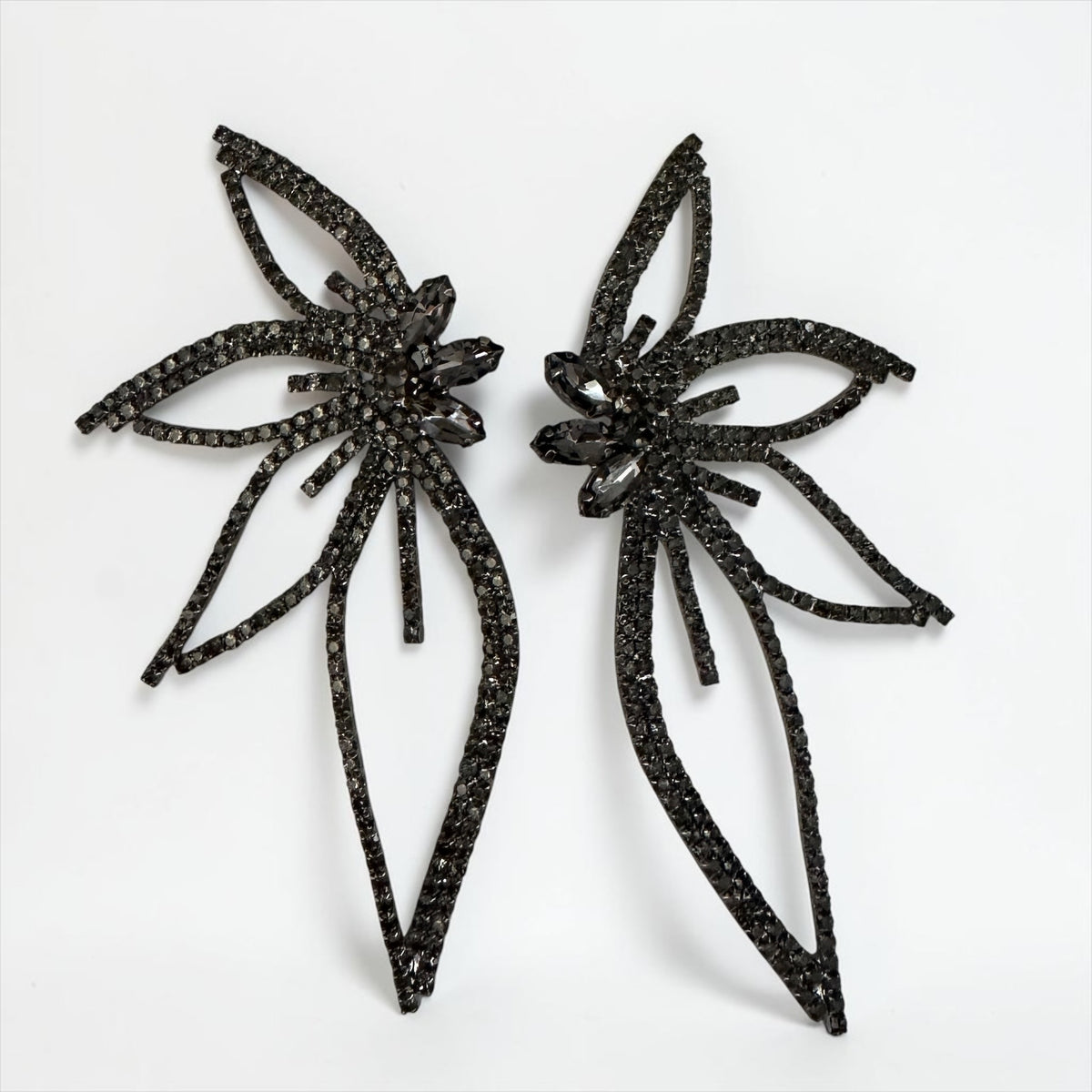Black Crystal Starburst Statement Drop Earrings - Fatisha Boutique Fatisha Boutique