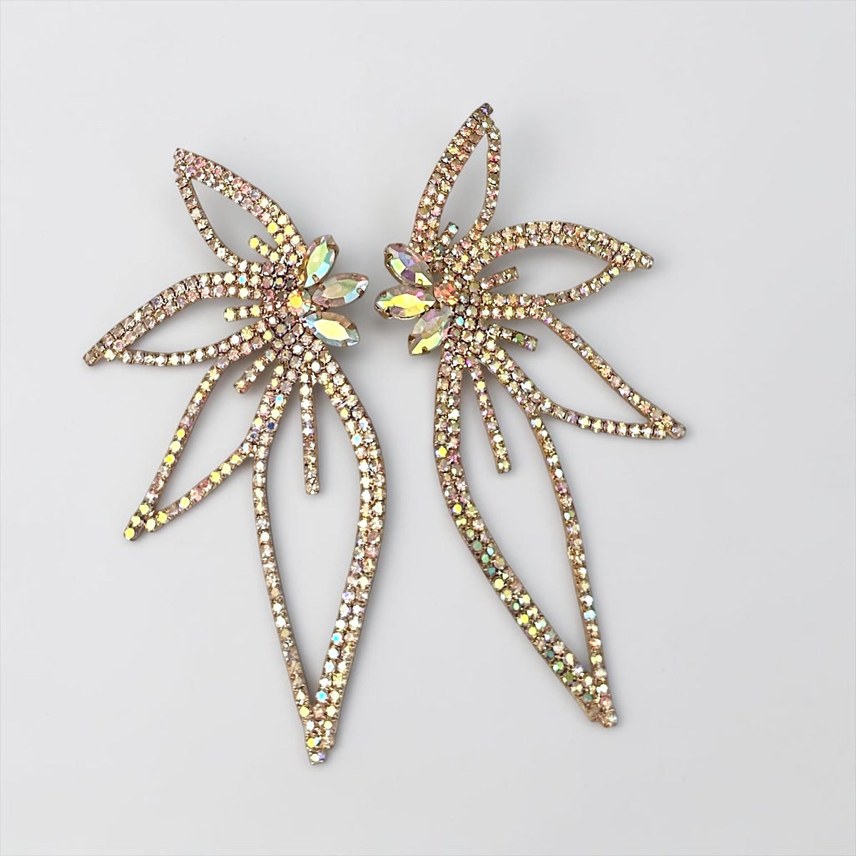 AB Gold Crystal Starburst Statement Drop Earrings - Fatisha Boutique Fatisha Boutique