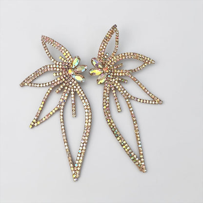 AB Gold Crystal Starburst Statement Drop Earrings - Fatisha Boutique