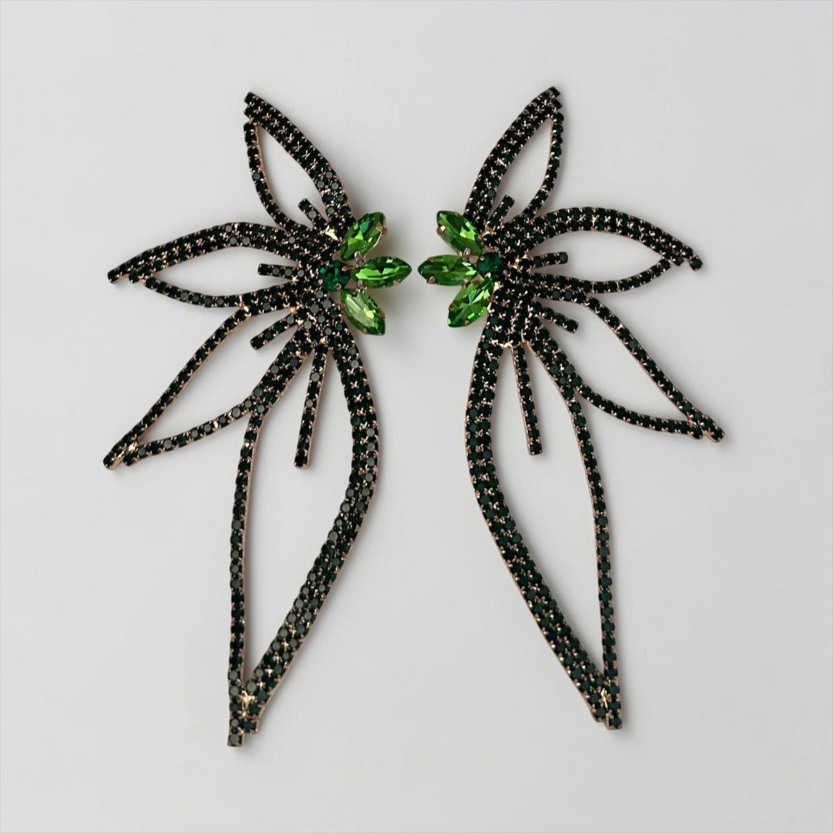 Green Crystal Starburst Statement Drop Earrings Fatisha Boutique