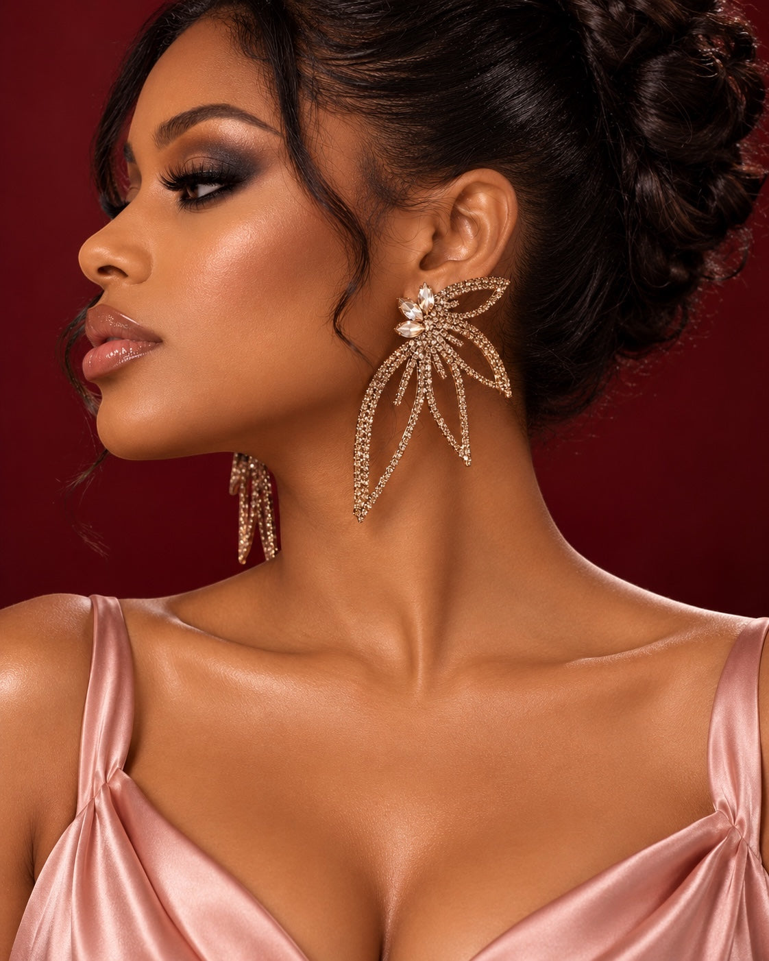 Gold Crystal Starburst Statement Drop Earrings - Fatisha Boutique Fatisha Boutique
