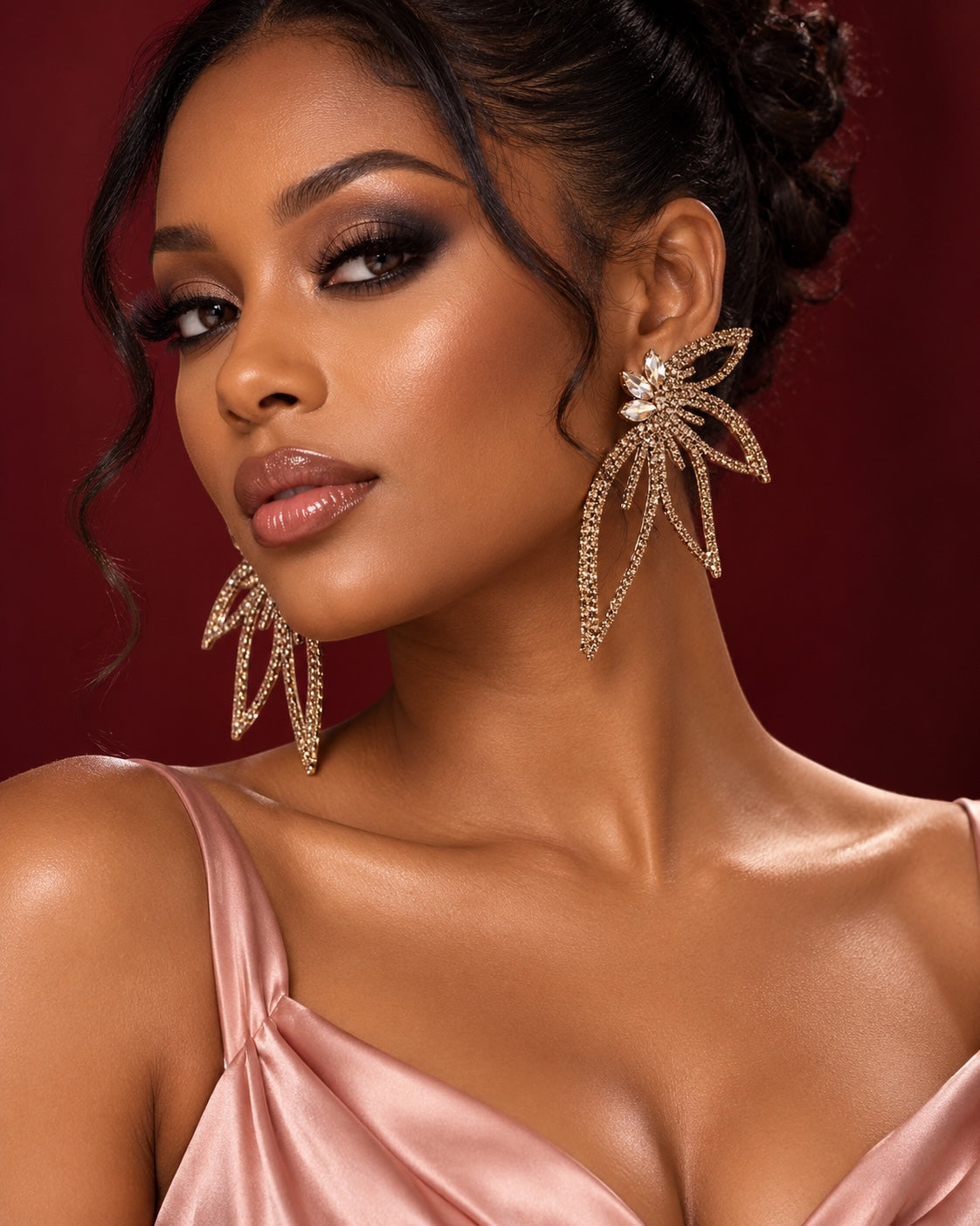 Gold Crystal Starburst Statement Drop Earrings - Fatisha Boutique Fatisha Boutique