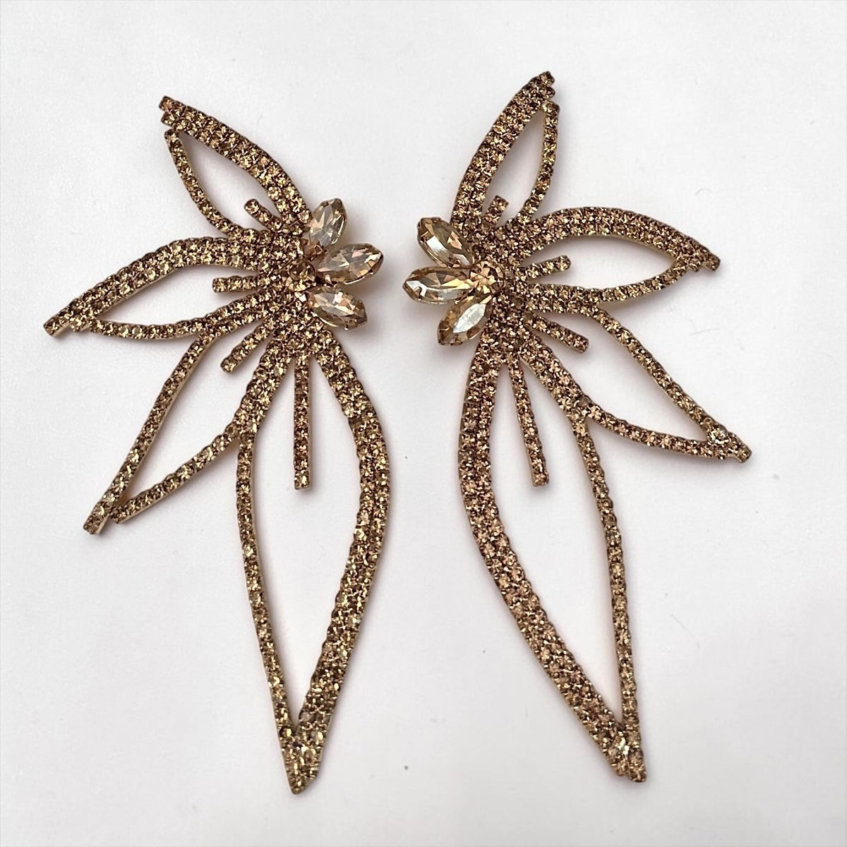 Gold Crystal Starburst Statement Drop Earrings - Fatisha Boutique