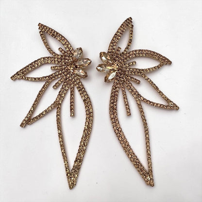 Gold Crystal Starburst Statement Drop Earrings - Fatisha Boutique