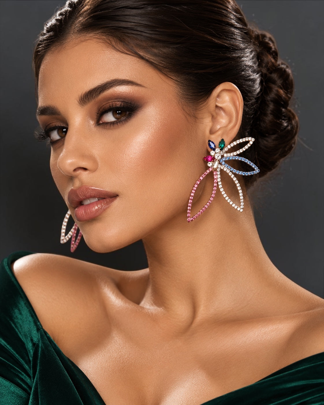 Multicolour Rhinestone Starburst Statement Drop Earrings Fatisha Boutique