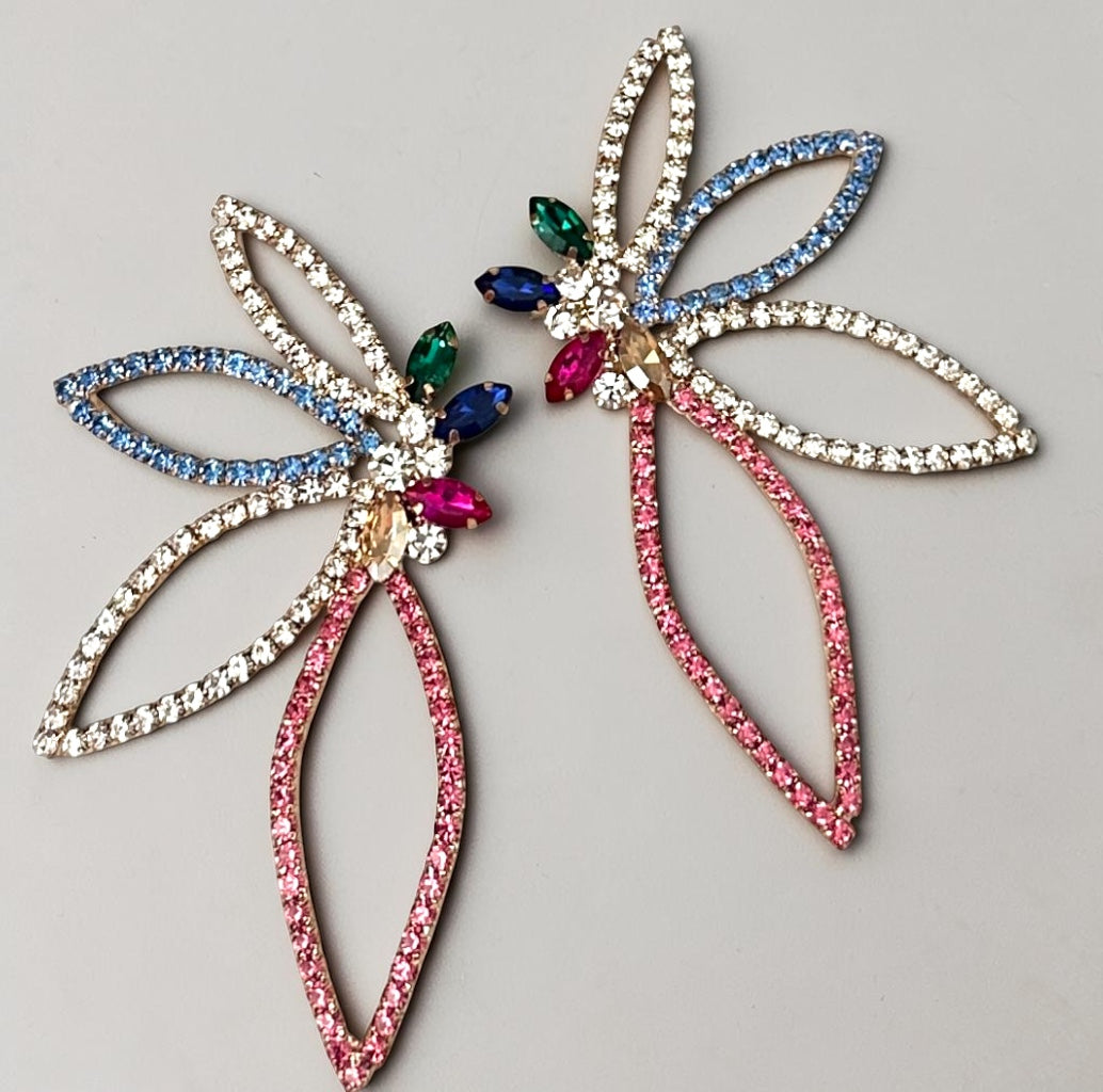 Multicolour Rhinestone Starburst Statement Drop Earrings Fatisha Boutique