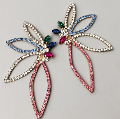 Multicolour Rhinestone Starburst Statement Drop Earrings