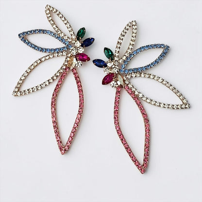 Multicolour Rhinestone Starburst Statement Drop Earrings