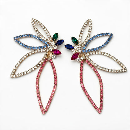 Multicolour Rhinestone Starburst Statement Drop Earrings