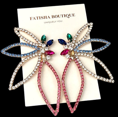 Multicolour Rhinestone Starburst Statement Drop Earrings
