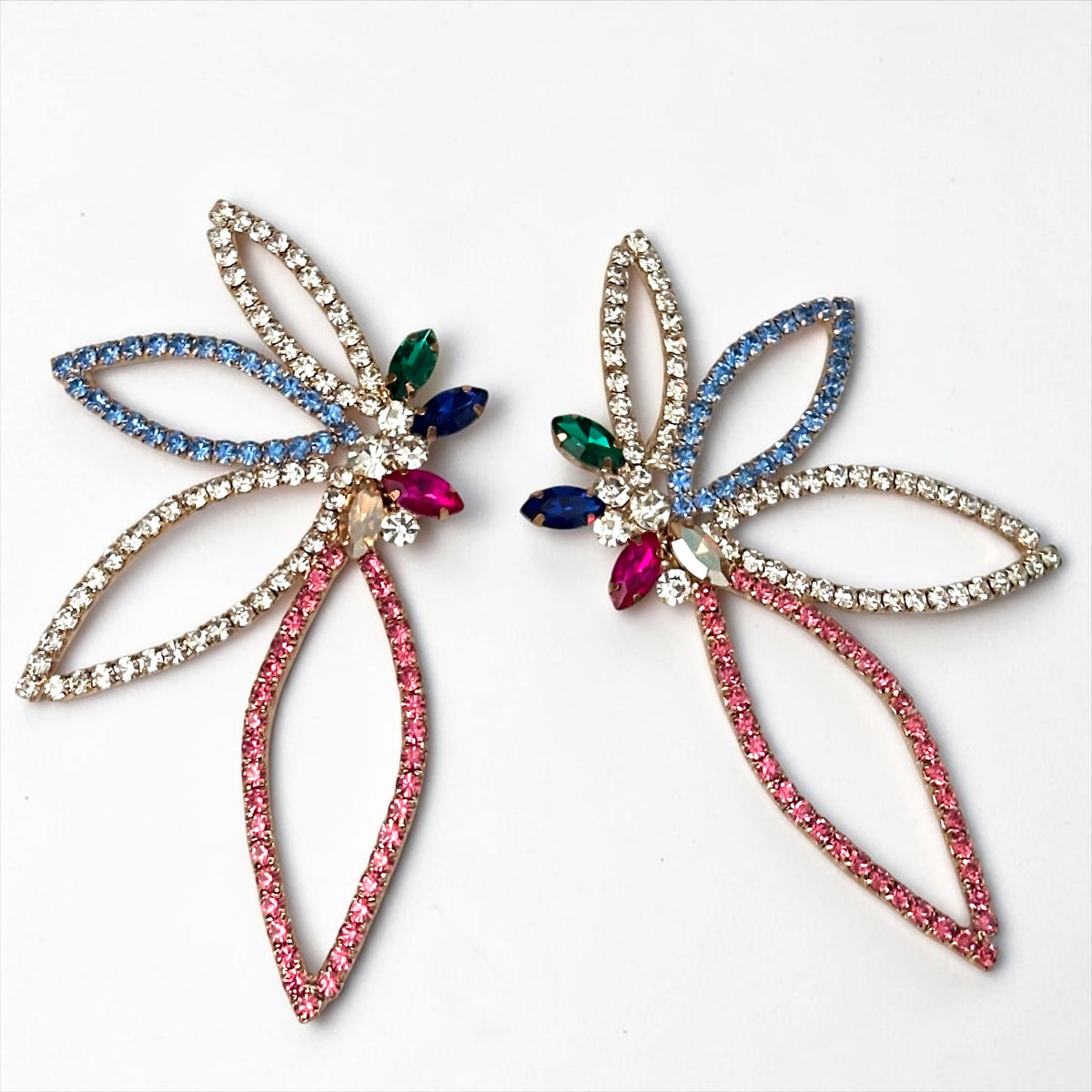 Multicolour Rhinestone Starburst Statement Drop Earrings Fatisha Boutique