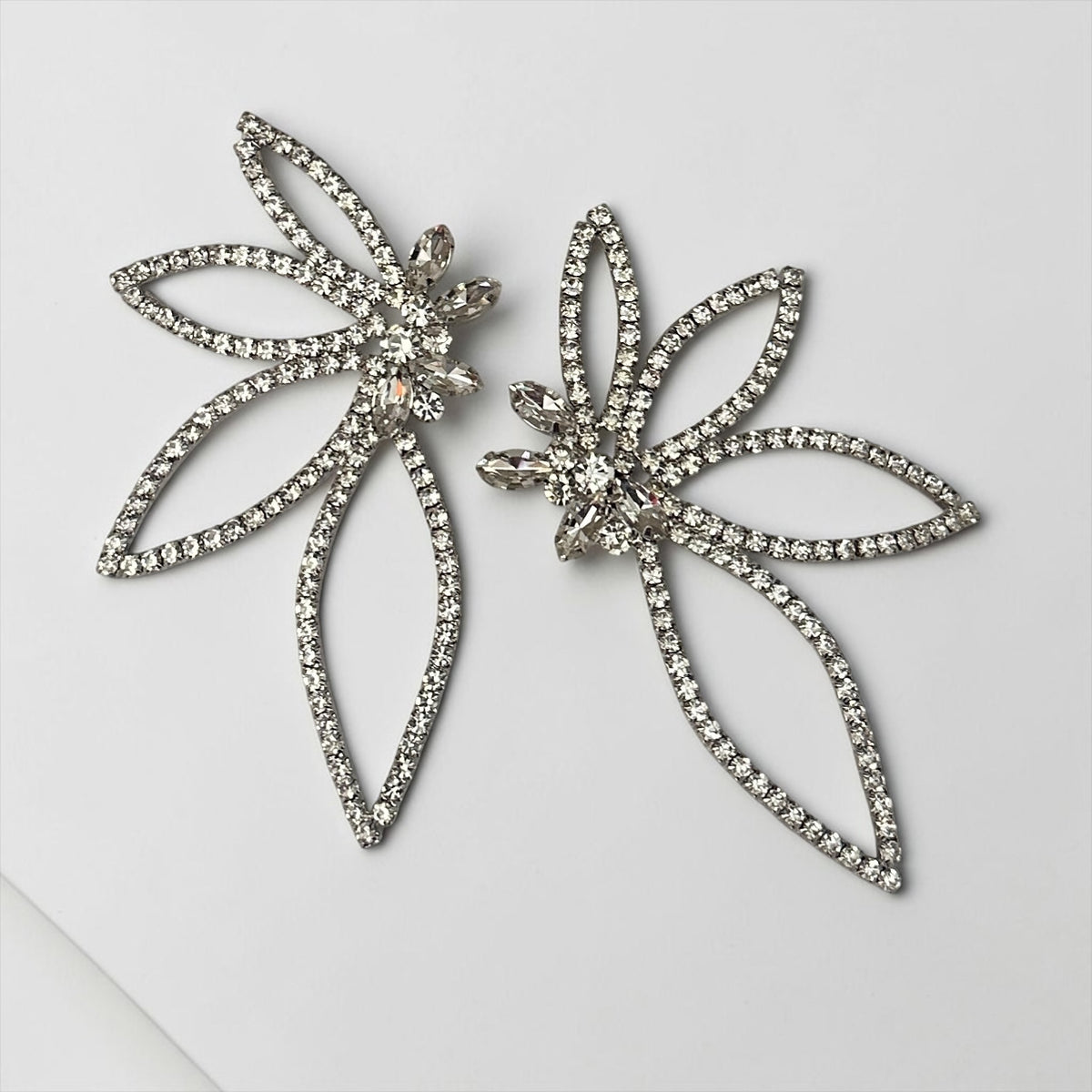 Silver Rhinestone Starburst Statement Drop Earrings Fatisha Boutique