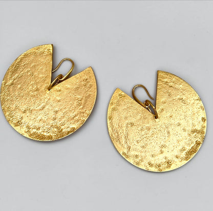 Hammered Brass Statement Earrings – Bold African Gold Disc Design - Fatisha Boutique