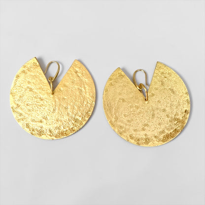 Hammered Brass Statement Earrings – Bold African Gold Disc Design - Fatisha Boutique