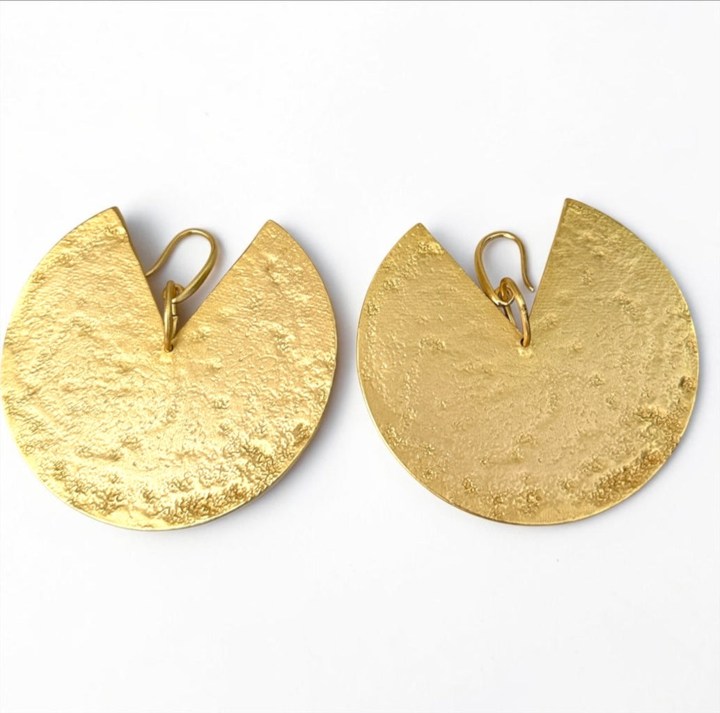 Hammered Brass Statement Earrings – Bold African Gold Disc Design - Fatisha Boutique Fatisha Boutique