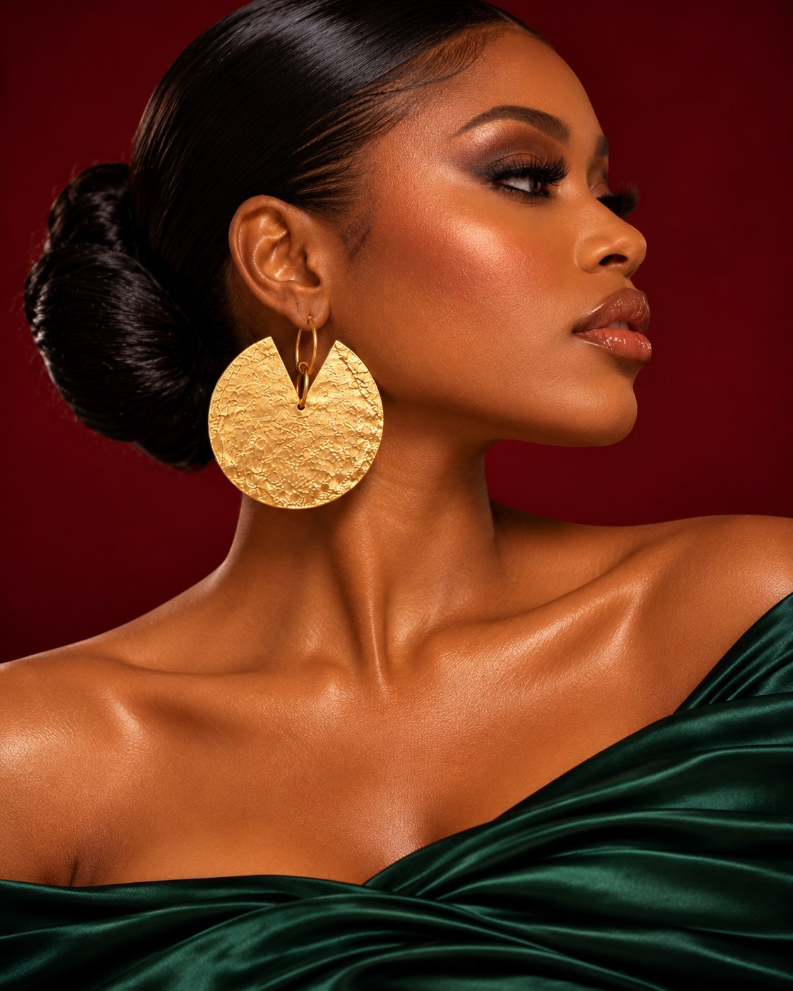Hammered Brass Statement Earrings – Bold African Gold Disc Design - Fatisha Boutique Fatisha Boutique