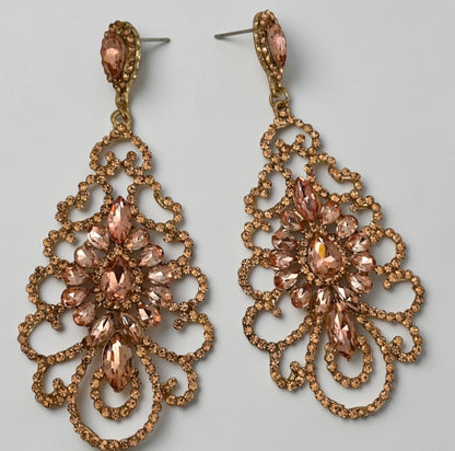 Elegant Rhinestone Chandelier Earrings – Vintage Teardrop Statement - Fatisha Boutique