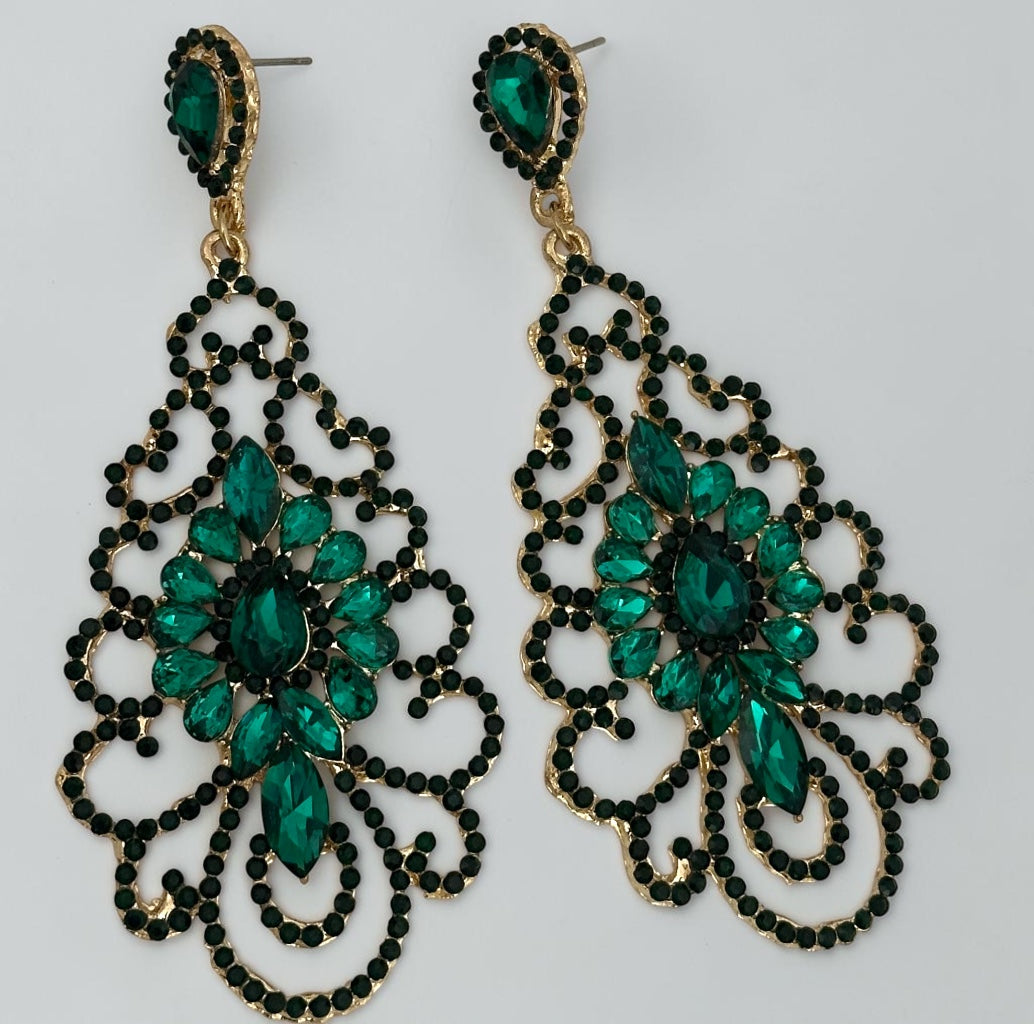 Elegant Rhinestone Chandelier Earrings – Vintage Teardrop Statement - Fatisha Boutique