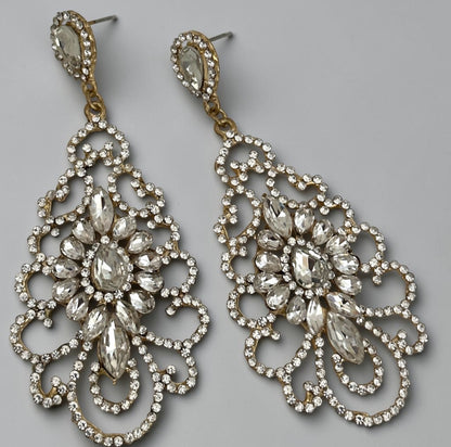 Elegant Rhinestone Chandelier Earrings – Vintage Teardrop Statement - Fatisha Boutique