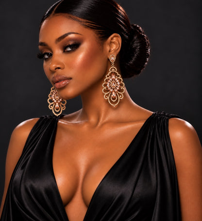 Elegant Rhinestone Chandelier Earrings – Vintage Teardrop Statement - Fatisha Boutique