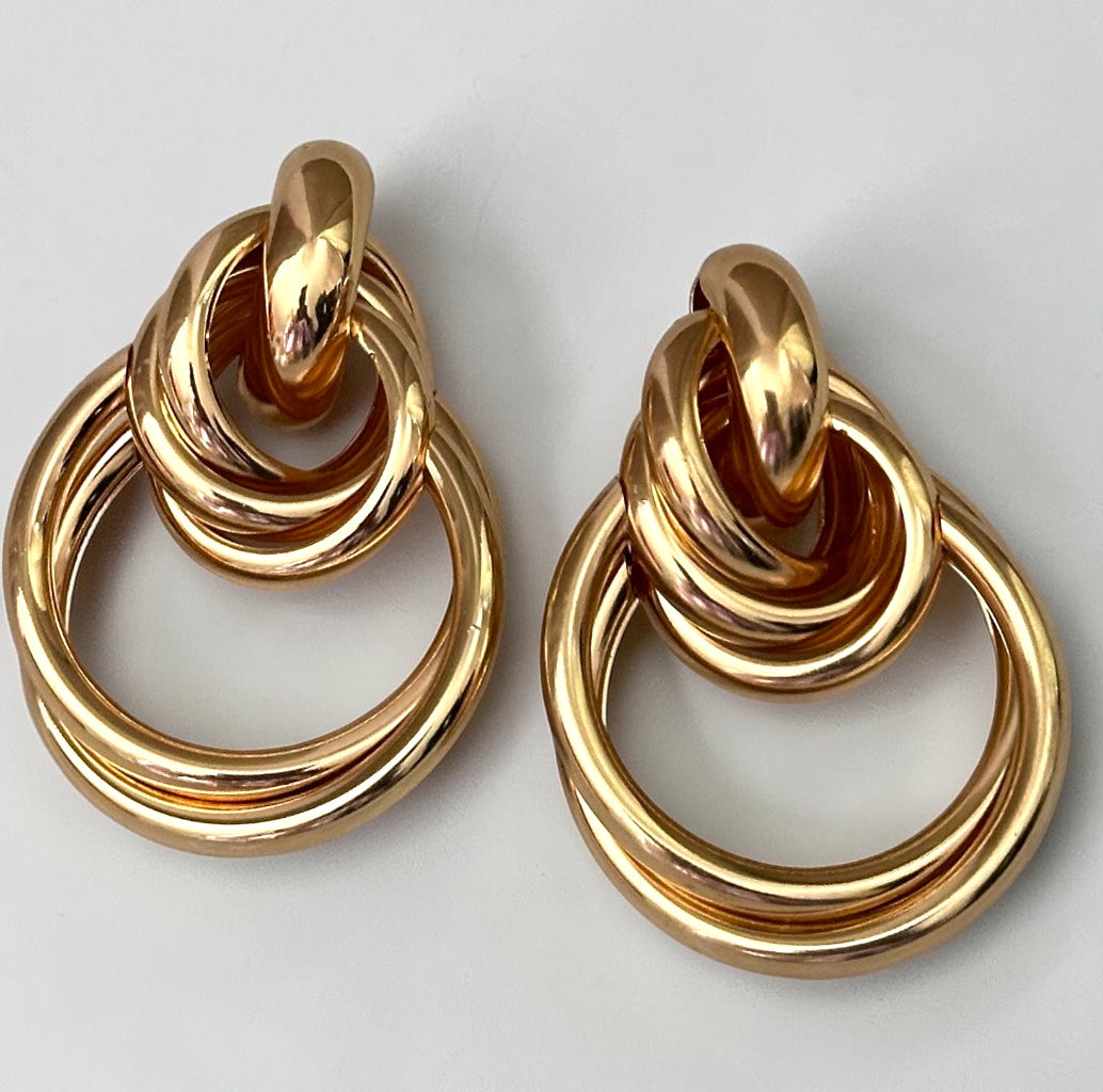 Gold & Silver Interlocking Ring Stainless Steel Earrings - Fatisha Boutique
