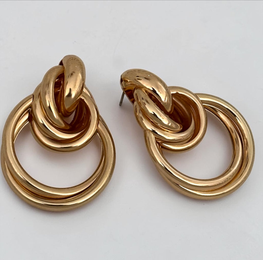 Gold & Silver Interlocking Ring Stainless Steel Earrings - Fatisha Boutique