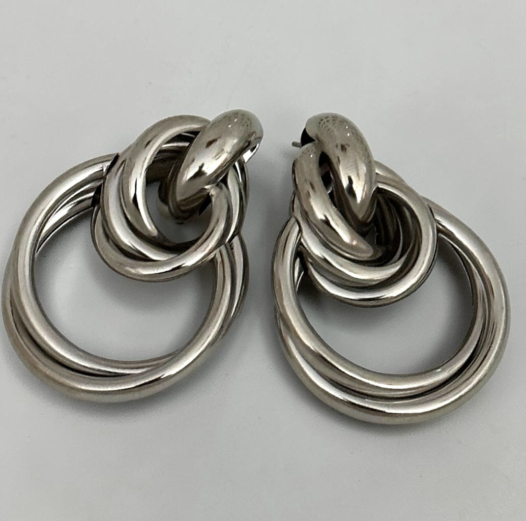 Gold & Silver Interlocking Ring Stainless Steel Earrings - Fatisha Boutique Fatisha Boutique
